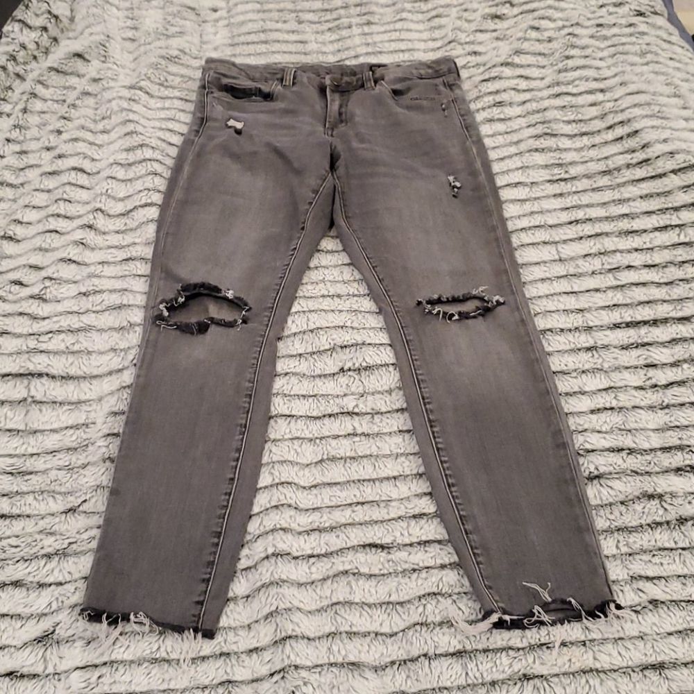 Gray mid rise skinny distressed Blank NYC jeans